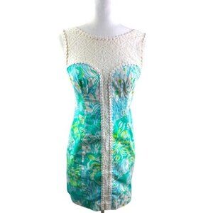Lilly Pulitzer Sofia Lace Shift Lagoon Green Wave Rider Dress Size 0